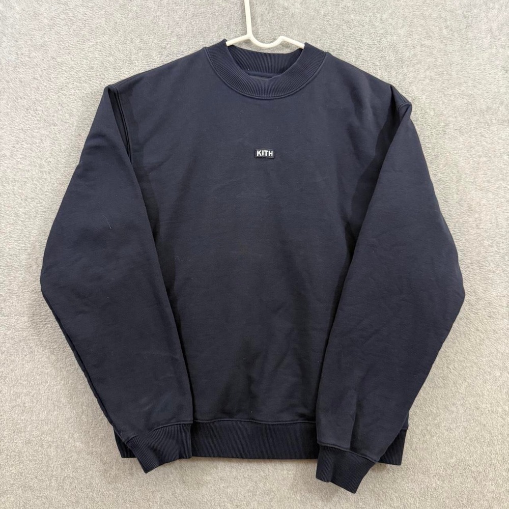 Kith Classic Logo Crewneck Sweatshirt Men's Medium Navy Blue 100% Cotton